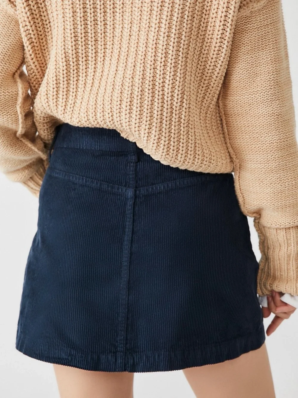 NWT-Free People Ray Corduroy Navy Women's Mini Skirt-Size 10